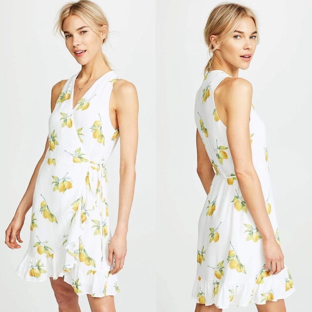 Rails Lemon Print Wrap Dress - Size XS
